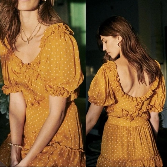 Sezane Wood Top Saffron Polka Dot 34 2 - Picture 6 of 8